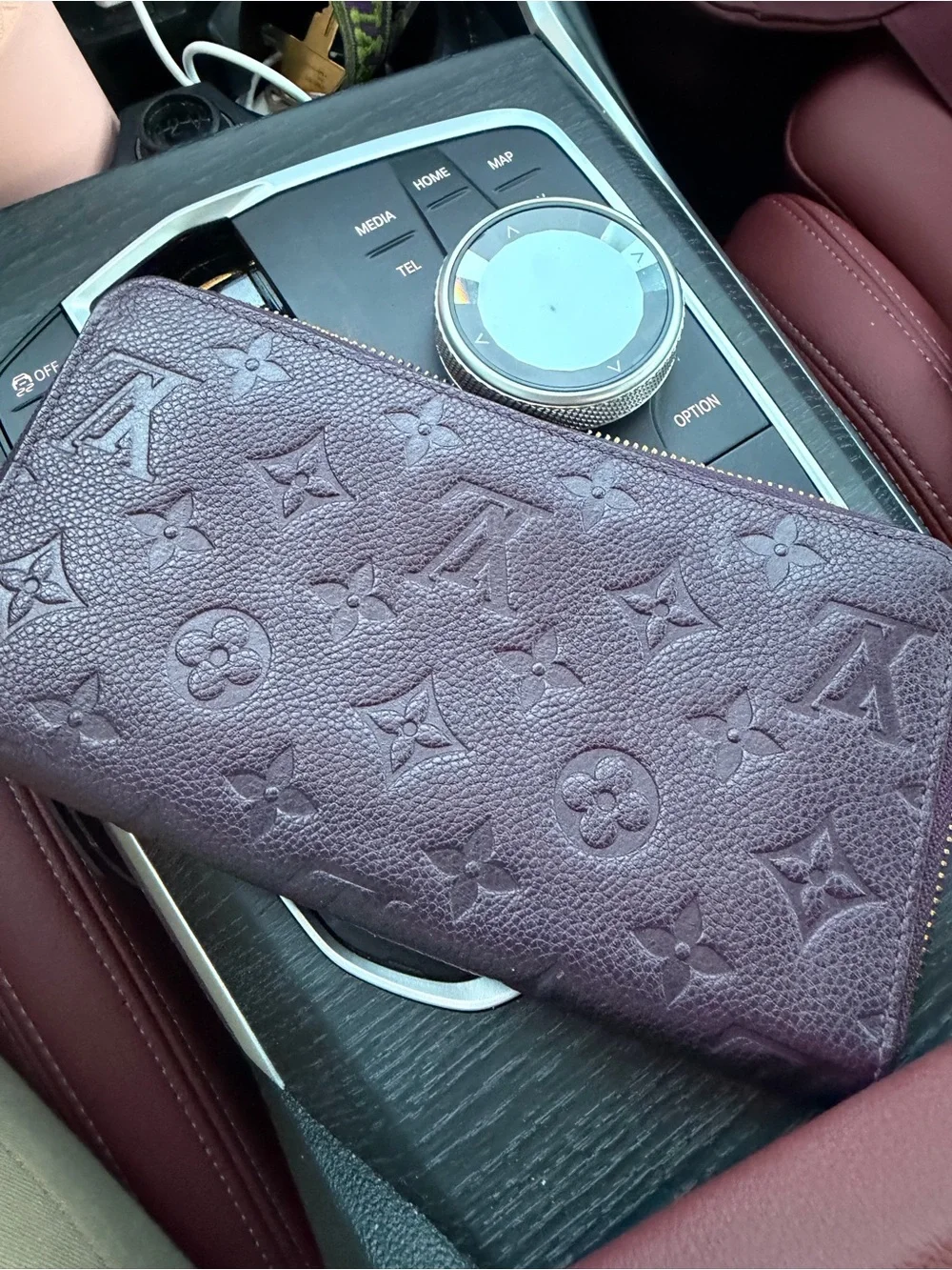 Louis Vuitton Clemence Deep Plum Monogram Empreinte Zip-Around Wallet